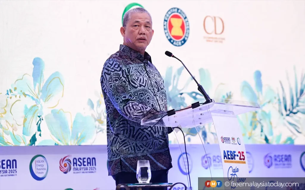 Deputy prime minister Fadillah Yusof speaking at a gala dinner held in conjunction with the 25th Asean Energy Business Forum 2025 and the Asean Energy Awards ceremony.